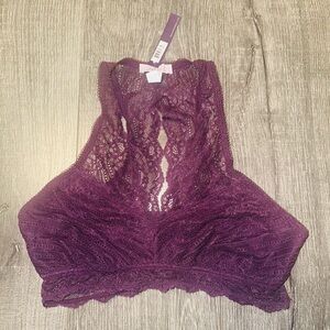 Fleur’t Lace Halter Bralette - Purple